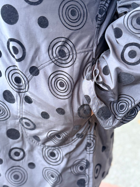 Lindi Reversible Pleated Hood 3/4 Raincoat Black Dot