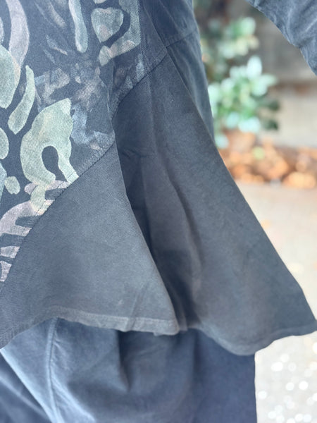 Transparent Black Corduroy Print Tunic