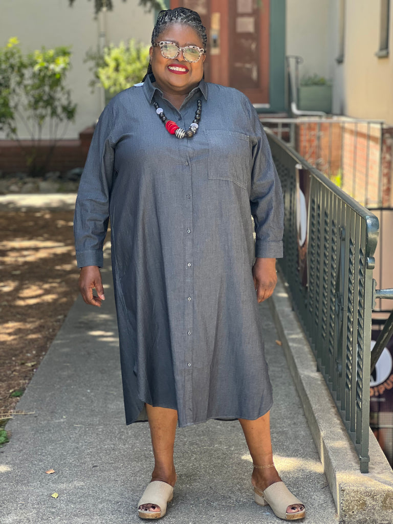 Eileen Fisher Airy Organic Cotton Twill Dress-Denim – In Full Swing