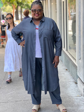 Eileen Fisher Airy Organic Cotton Twill Dress-Denim