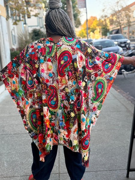 Anu Embroidered Ruana Tuscan