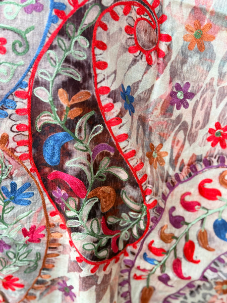 Anu Embroidered Ruana Coffee