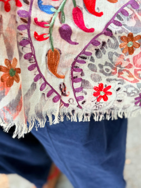 Anu Embroidered Ruana Coffee