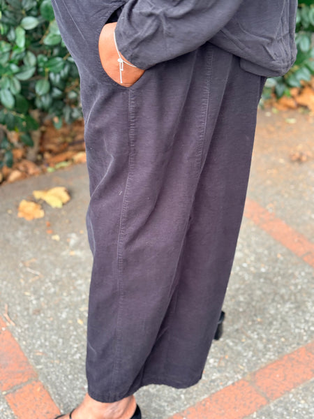 Kleen Cotton Corduroy Crop Bloom Pant- Black