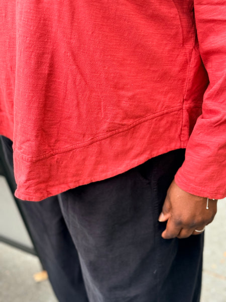 Kleen Curved Hem Long Sleeve Tee-Temple Red