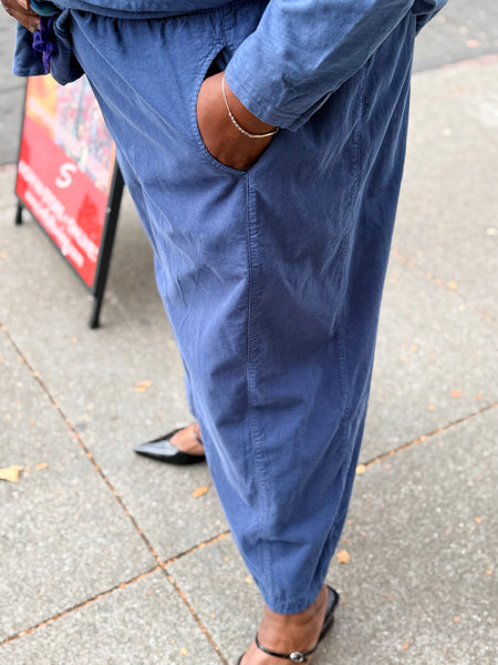 Kleen Cotton Corduroy Crop Bloom Pant-Cool Navy