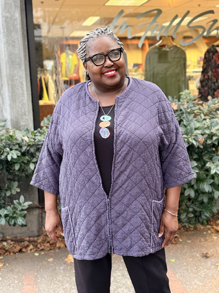Cut Loose One Size Quilted Check Zip Coat-Whisper