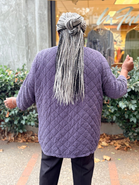 Cut Loose One Size Quilted Check Zip Coat-Whisper