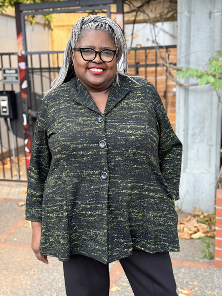 Sydney Project Knitted Jacquard Bell Sleeve Jacket-Kiwi