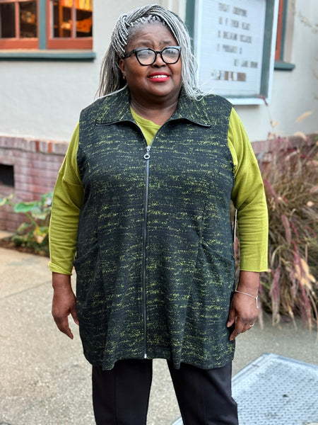 Sydney Project Knitted Jacquard Zip Vest- Kiwi