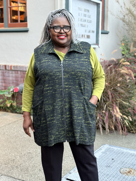 Sydney Project Knitted Jacquard Zip Vest- Kiwi