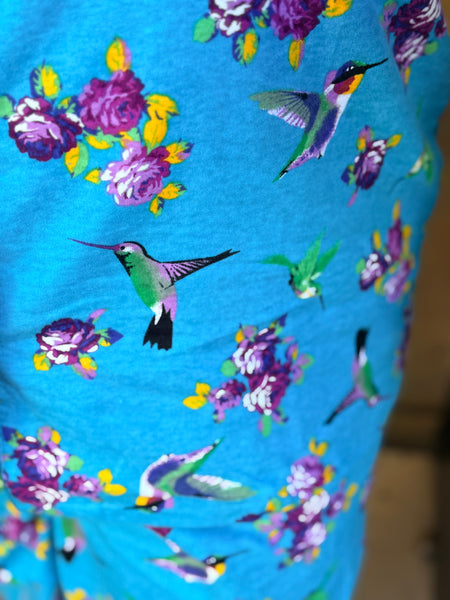 La Cera Flannel Pajama - Teal Hummingbird