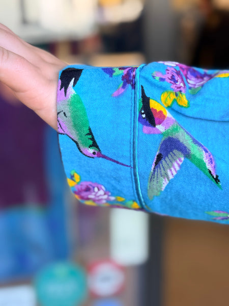 La Cera Flannel Pajama - Teal Hummingbird