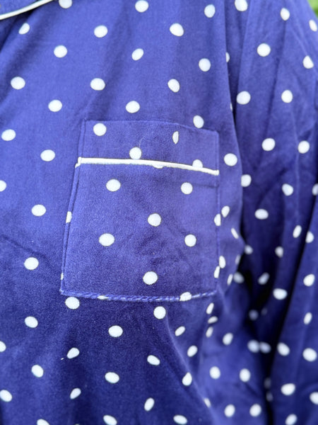 La Cera Micro Fleece Pajama -Navy Dot