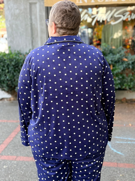 La Cera Micro Fleece Pajama -Navy Dot