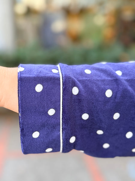 La Cera Micro Fleece Pajama -Navy Dot