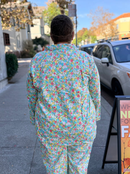 La Cera Flannel Pajama - Aqua Floral