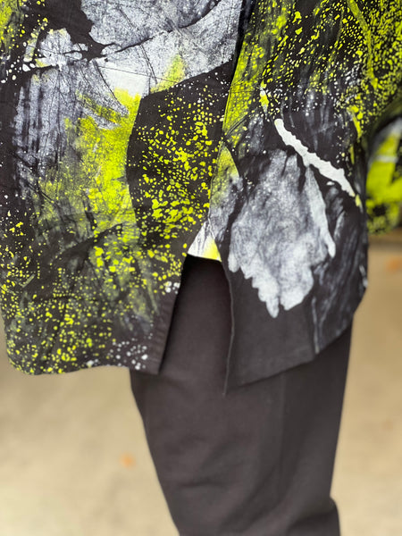 Adverb Cotton Therefore Shirt-Chartreuse Abstract