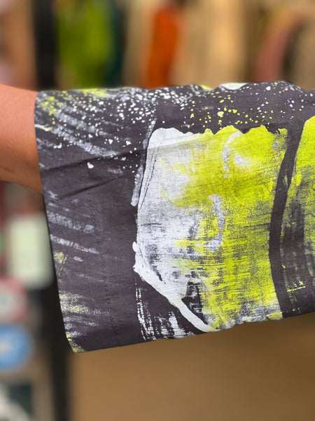 Adverb Cotton Therefore Shirt-Chartreuse Abstract