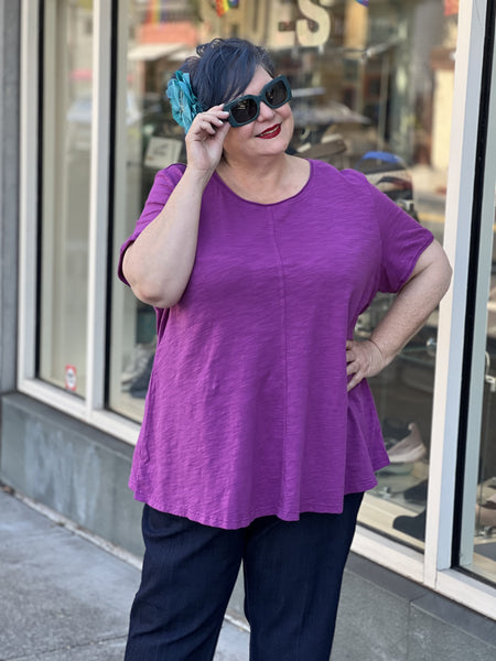 Kleen Seamed Short Sleeve Tee-Plum