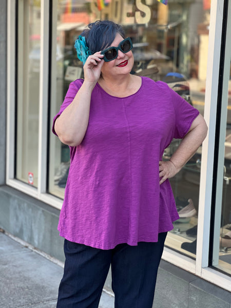 Kleen Seamed Short Sleeve Tee-Plum