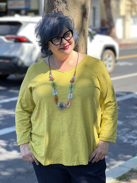 Kleen 3/4 Sleeve V-Neck Tee-Wasabi