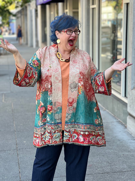 Kleen 3/4 Sleeve V-Neck Tee-Pumpkin