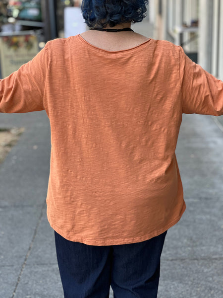 Kleen 3/4 Sleeve V-Neck Tee-Pumpkin