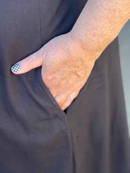 Blue Sky Bamboo Linen Shauna Dress-Black