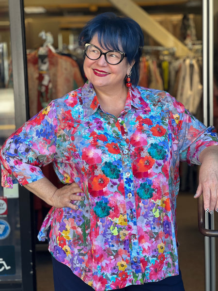 Blue Sky Lorine Blouse -Turq Wildflower