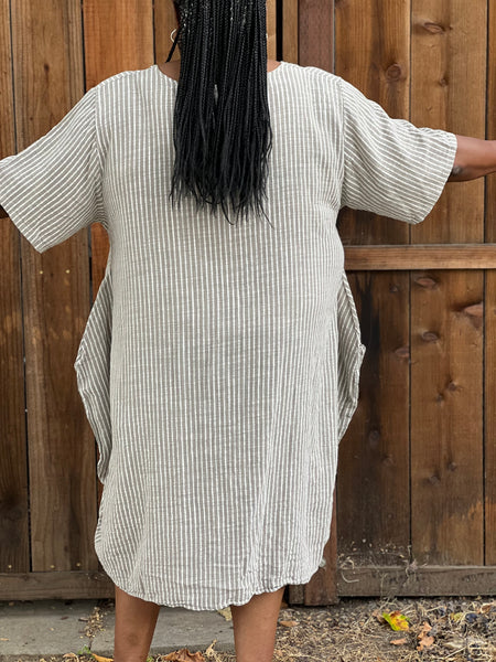 Pure  One Size  Cotton Lantern Dress- Mocha