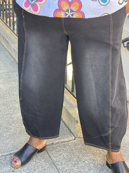 Kleen Citron Bleu Denim Knit Barrel Leg Pant-Dimgray