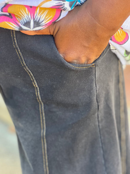 Kleen Citron Bleu Denim Knit Barrel Leg Pant-Dimgray