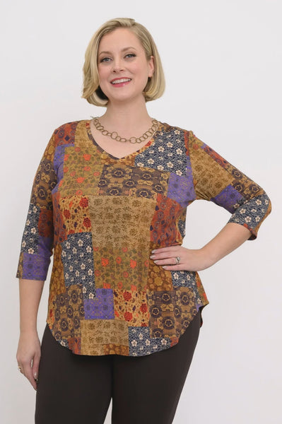 Blue Sky Jackie V Top- Fall Picnic