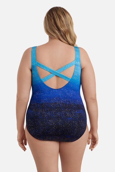 Longitude Double X Back Tank Suit-Sea Mist