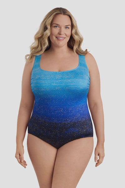 Longitude Double X Back Tank Suit-Sea Mist