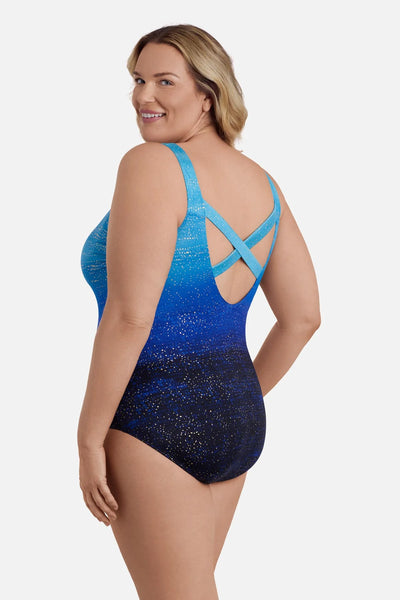 Longitude Double X Back Tank Suit-Sea Mist