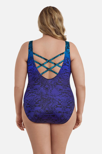 Longitude Double X Back Tank Suit- Blue Ombre