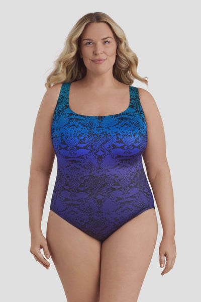Longitude Double X Back Tank Suit- Blue Ombre