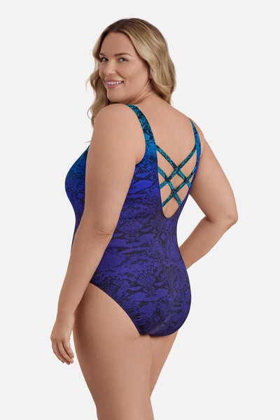 Longitude Double X Back Tank Suit- Blue Ombre