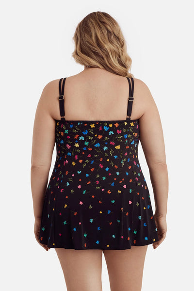 Longitude Princess Seam Swim Dress- Little Flowers