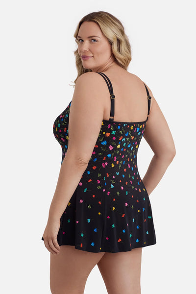 Longitude Princess Seam Swim Dress- Little Flowers