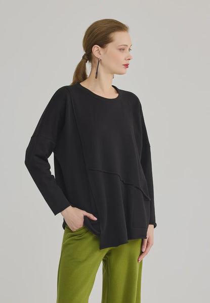 Luuka Alma Brushed Fleece Pullover-Black