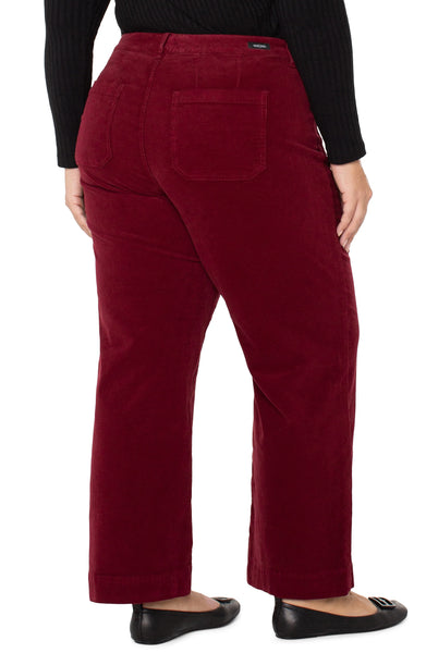 Liverpool Corduroy Wide Leg Crop- Ruby