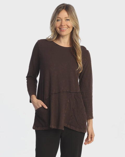 Jess and Jane Mineral Washed Tunic Top-Espresso
