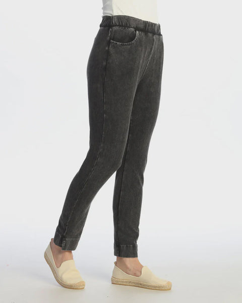 Jess and Jane Slim Leg Pocket Pant-Washed Black