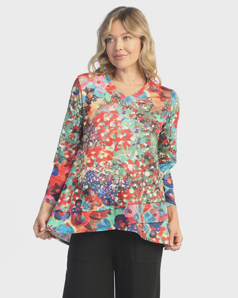 Jess and Jane V-neck with Tulip Hem- Potpourri