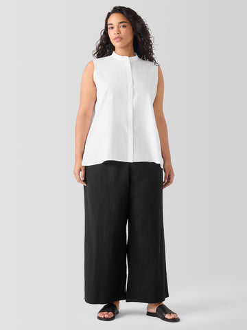 Eileen Fisher Mandarin Collar Shirt -  White