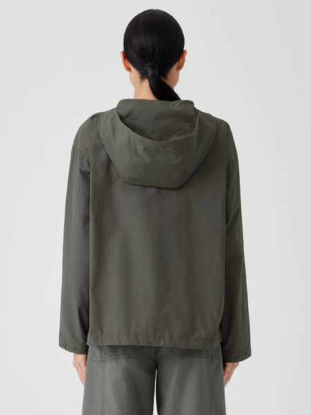 Eileen Fisher Light Cotton/Nylon Hooded Jacket- Grove