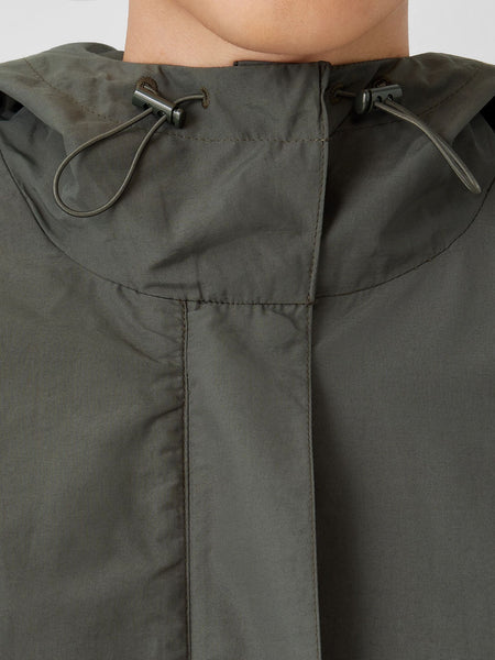 Eileen Fisher Light Cotton/Nylon Hooded Jacket- Grove